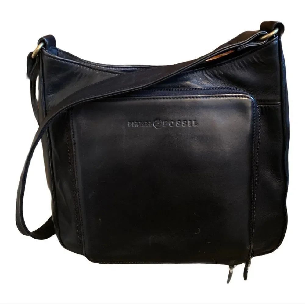 Fossil 1954 Black Leather 75082 Bucket Bag Purse
